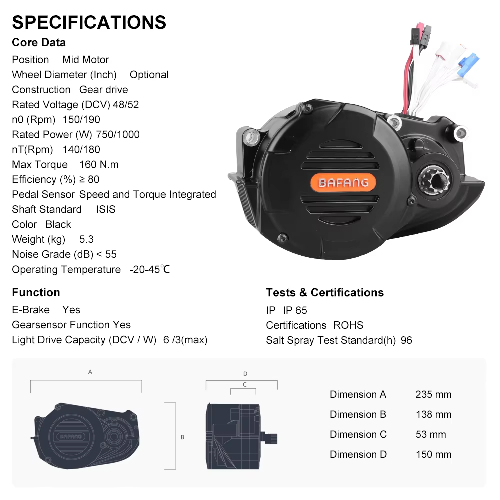Bafang M620 G510 48V 52V 1000W - огляд і ціна Mid Drive Motor Kit 52V 1000W