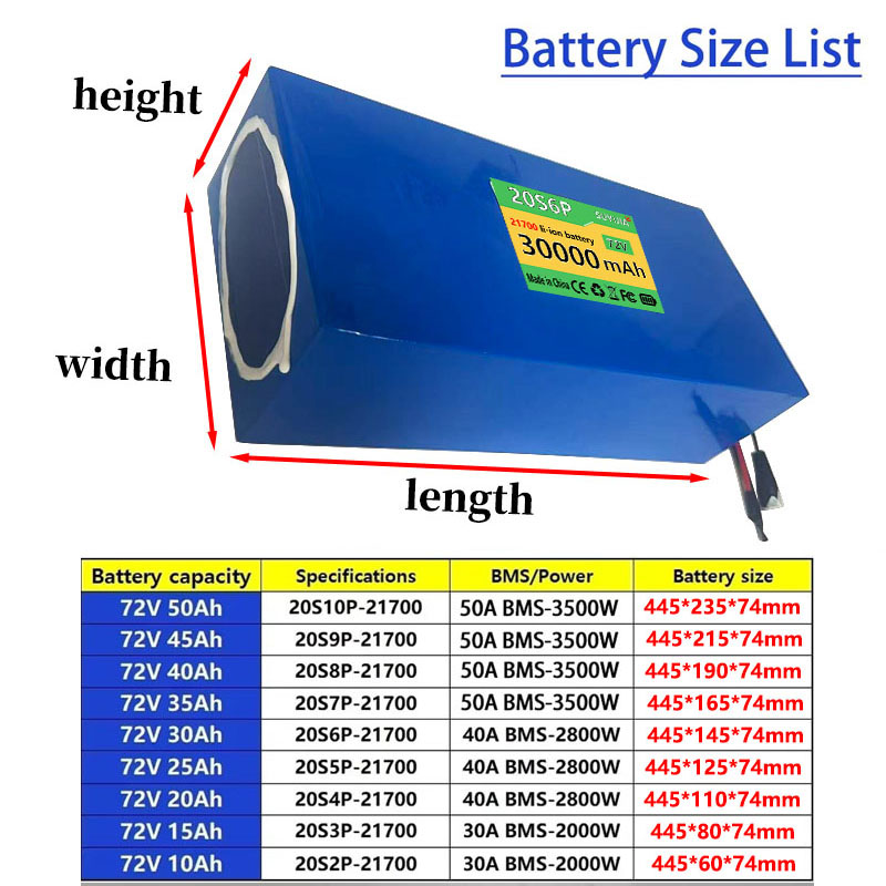 72V 50Ah 45Ah 20Ah 25Ah 30Ah 3 - огляд і ціна Electric Bicycle Battery 72V 30Ah